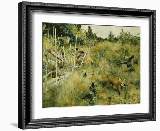 A Fox Taking a Crow-Bruno Liljefors-Framed Giclee Print