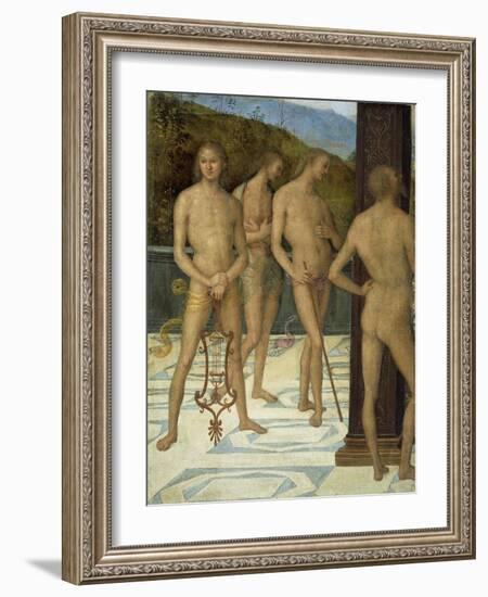 A Fragment: Four Male Nude Figures, C.1505-Pietro Perugino-Framed Giclee Print