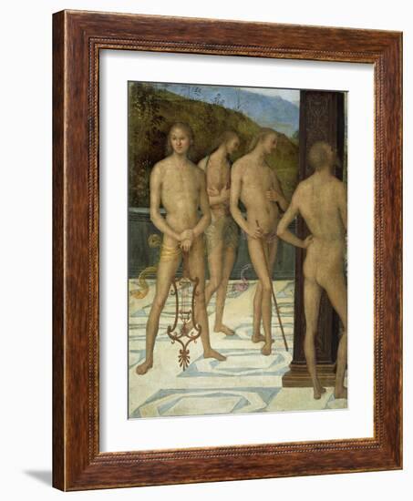 A Fragment: Four Male Nude Figures, C.1505-Pietro Perugino-Framed Giclee Print