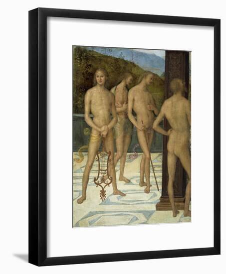 A Fragment: Four Male Nude Figures, C.1505-Pietro Perugino-Framed Giclee Print