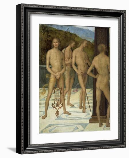 A Fragment: Four Male Nude Figures, C.1505-Pietro Perugino-Framed Giclee Print