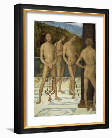 A Fragment: Four Male Nude Figures, C.1505-Pietro Perugino-Framed Giclee Print