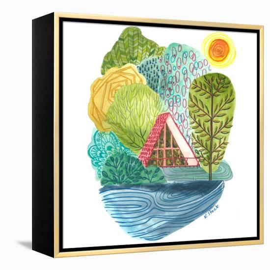 A Frame Cabin-Kerstin Stock-Framed Stretched Canvas