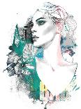 Fashion Illustration with a Freehand Drawing Pretty Blonde Lady and Floral Elements-A Frants-Art Print