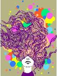 Freehand Vector Illustration with a Beautiful Hair Lady and Bright Blots-A Frants-Art Print