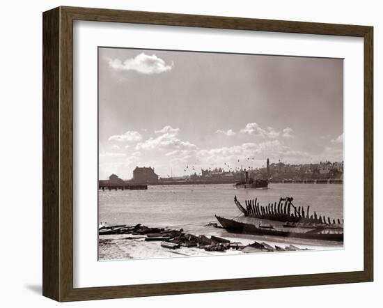 A Fraserburgh Herring Boat Returns to Port Escorted by a Squadron of Sea Gulls, 1935-null-Framed Photographic Print