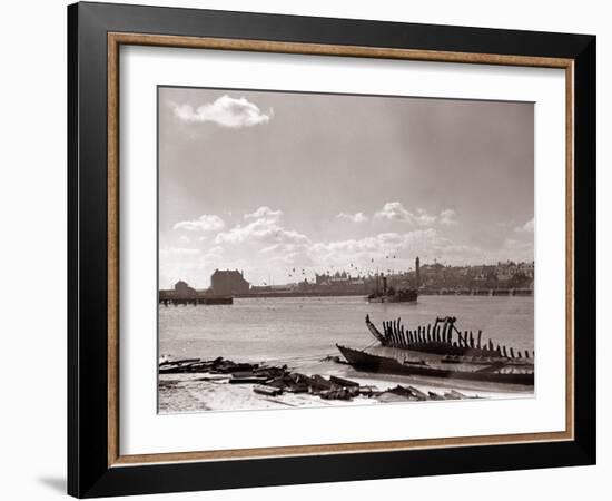 A Fraserburgh Herring Boat Returns to Port Escorted by a Squadron of Sea Gulls, 1935-null-Framed Photographic Print