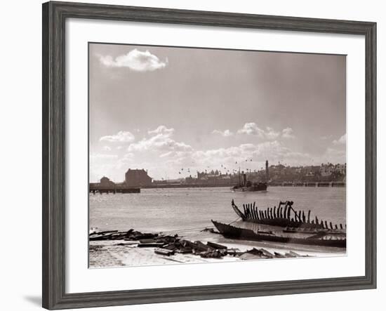 A Fraserburgh Herring Boat Returns to Port Escorted by a Squadron of Sea Gulls, 1935-null-Framed Photographic Print