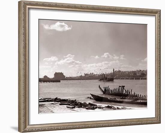 A Fraserburgh Herring Boat Returns to Port Escorted by a Squadron of Sea Gulls, 1935-null-Framed Photographic Print