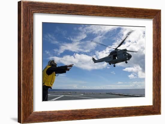 A French Armee De Terre Sa 380 Puma Helicopter Taking Off-null-Framed Photographic Print