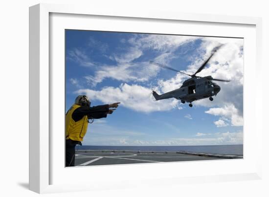 A French Armee De Terre Sa 380 Puma Helicopter Taking Off-null-Framed Photographic Print