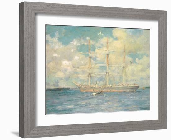 A French Barque in Falmouth Bay, 1902-Henry Scott Tuke-Framed Giclee Print