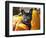 A French Bulldog Sitting Between a Row of Pumpkins-Zandria Muench Beraldo-Framed Photographic Print