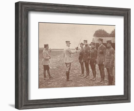 A French General conferring decorations on aviators, c1918 (1919)-Unknown-Framed Photographic Print
