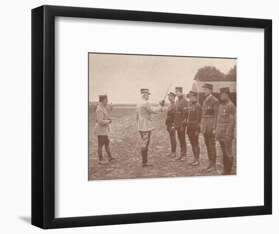 A French General conferring decorations on aviators, c1918 (1919)-Unknown-Framed Photographic Print