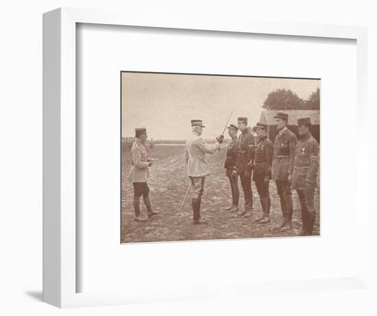 A French General conferring decorations on aviators, c1918 (1919)-Unknown-Framed Photographic Print