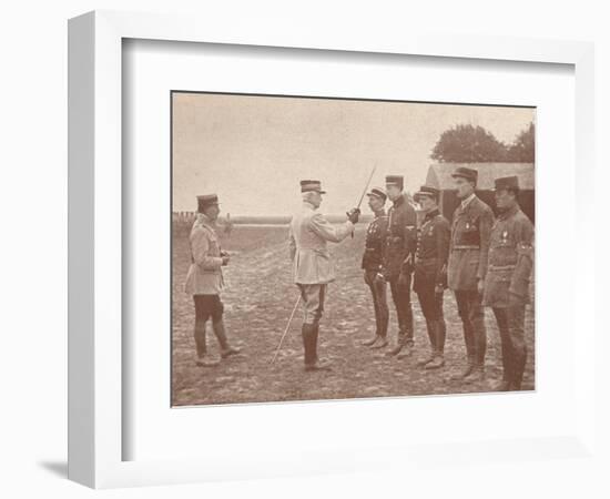 A French General conferring decorations on aviators, c1918 (1919)-Unknown-Framed Photographic Print