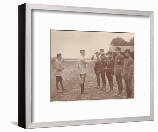 A French General conferring decorations on aviators, c1918 (1919)-Unknown-Framed Photographic Print