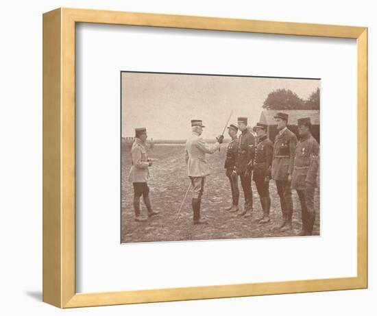 A French General conferring decorations on aviators, c1918 (1919)-Unknown-Framed Photographic Print