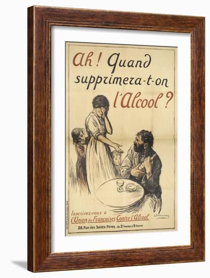 A French Poster On the Subject Of Alcohol Abuse-null-Framed Giclee Print