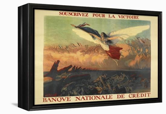A French Propaganda Poster Showing a Woman Flying in the Air, Holding a Tricolor.-null-Framed Premier Image Canvas