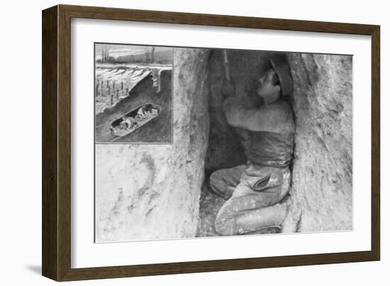 A French Sapper Digging a Tunnel to Place a Mine under the Enemy Lines, France, 1915-null-Framed Giclee Print