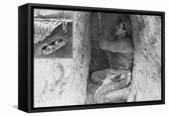 A French Sapper Digging a Tunnel to Place a Mine under the Enemy Lines, France, 1915-null-Framed Premier Image Canvas