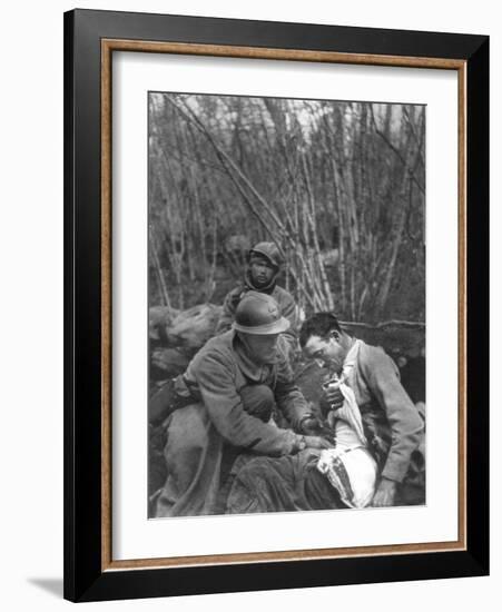 A French Soldier's Wounds are Treated, World War I, France, 1916-null-Framed Giclee Print