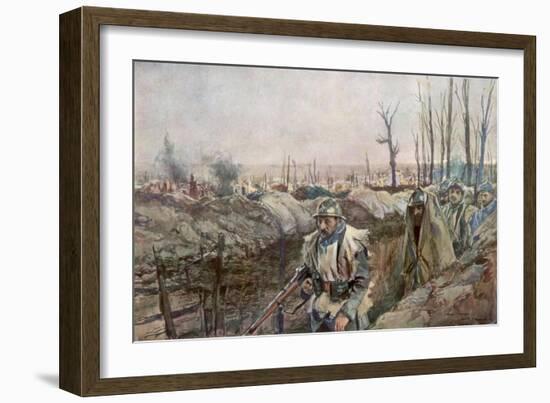 A French Trench in the Village of Souchez, Artois, France, 18 December 1915-Francois Flameng-Framed Giclee Print