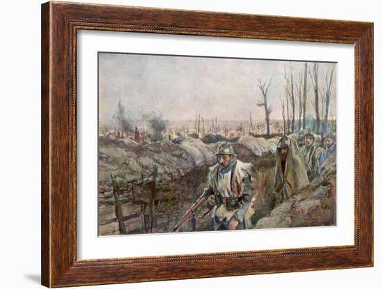 A French Trench in the Village of Souchez, Artois, France, 18 December 1915-Francois Flameng-Framed Giclee Print