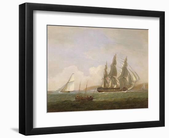 A Frigate Running under Full Sail, with a Cutter and a Lugger Off the West Country-Thomas Luny-Framed Giclee Print