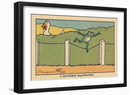 A Frog Balances on a Tight Wire.” the Balancing Acrobat” ,1936 (Illustration)-Benjamin Rabier-Framed Giclee Print