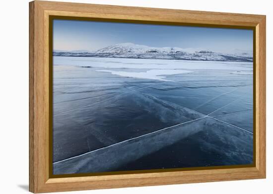 A Frozen Lake, So Clear its Possible to See Through the Ice, Near Absiko, Sweden-David Clapp-Framed Premier Image Canvas