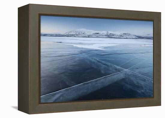 A Frozen Lake, So Clear its Possible to See Through the Ice, Near Absiko, Sweden-David Clapp-Framed Premier Image Canvas