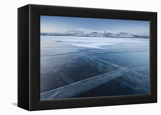 A Frozen Lake, So Clear its Possible to See Through the Ice, Near Absiko, Sweden-David Clapp-Framed Premier Image Canvas