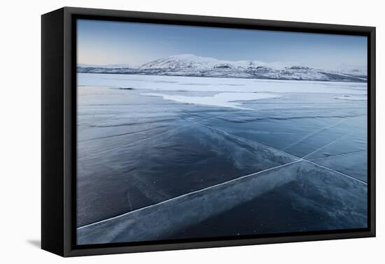 A Frozen Lake, So Clear its Possible to See Through the Ice, Near Absiko, Sweden-David Clapp-Framed Premier Image Canvas