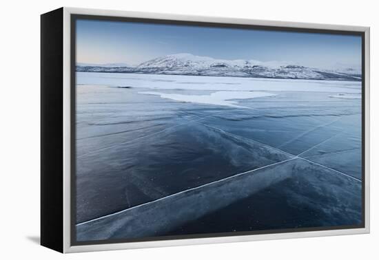 A Frozen Lake, So Clear its Possible to See Through the Ice, Near Absiko, Sweden-David Clapp-Framed Premier Image Canvas