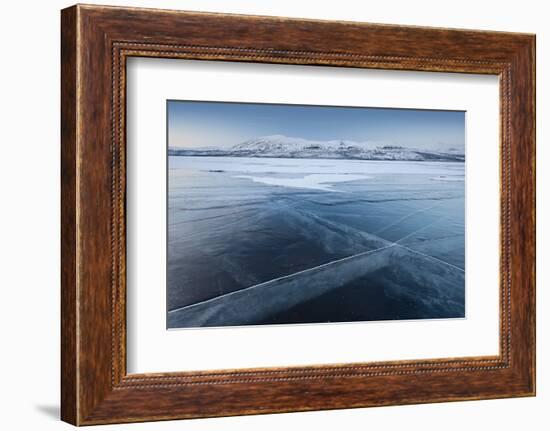 A Frozen Lake, So Clear its Possible to See Through the Ice, Near Absiko, Sweden-David Clapp-Framed Photographic Print