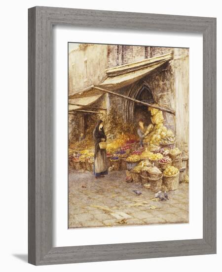 A Fruit Stall at the Base of the Campanile, San Giovanni Elemosinario, Near the rialto, Venice-Helen Allingham-Framed Giclee Print