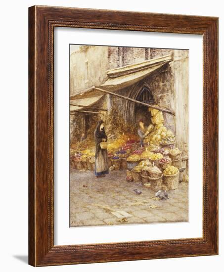 A Fruit Stall at the Base of the Campanile, San Giovanni Elemosinario, Near the rialto, Venice-Helen Allingham-Framed Giclee Print