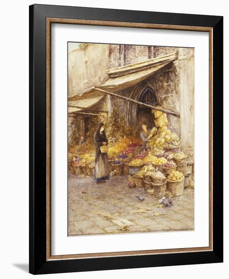 A Fruit Stall at the Base of the Campanile, San Giovanni Elemosinario, Near the rialto, Venice-Helen Allingham-Framed Giclee Print