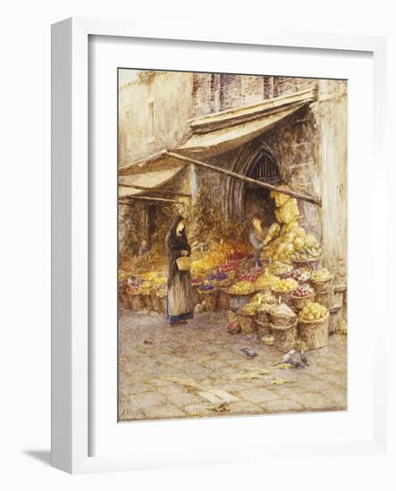A Fruit Stall at the Base of the Campanile, San Giovanni Elemosinario, Near the rialto, Venice-Helen Allingham-Framed Giclee Print