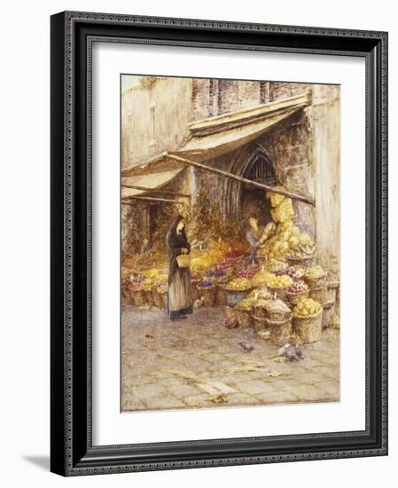 A Fruit Stall at the Base of the Campanile, San Giovanni Elemosinario, Near the rialto, Venice-Helen Allingham-Framed Giclee Print