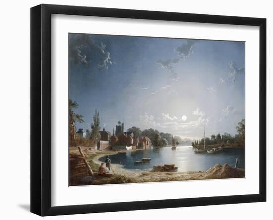 A Full Moon on the River at Brentford-Henry Pether-Framed Giclee Print
