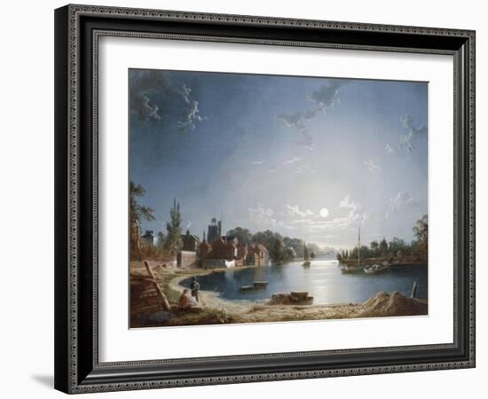 A Full Moon on the River at Brentford-Henry Pether-Framed Giclee Print