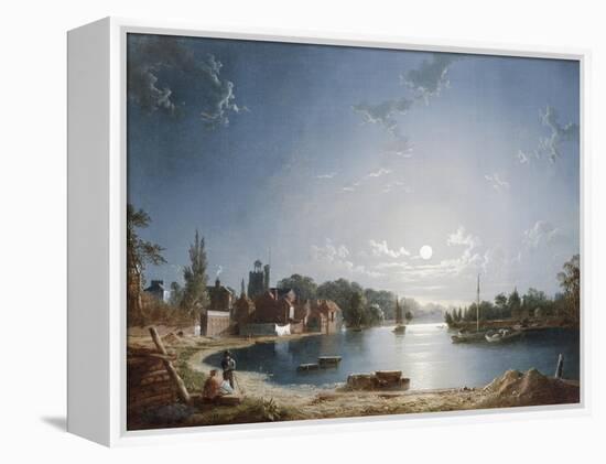 A Full Moon on the River at Brentford-Henry Pether-Framed Premier Image Canvas