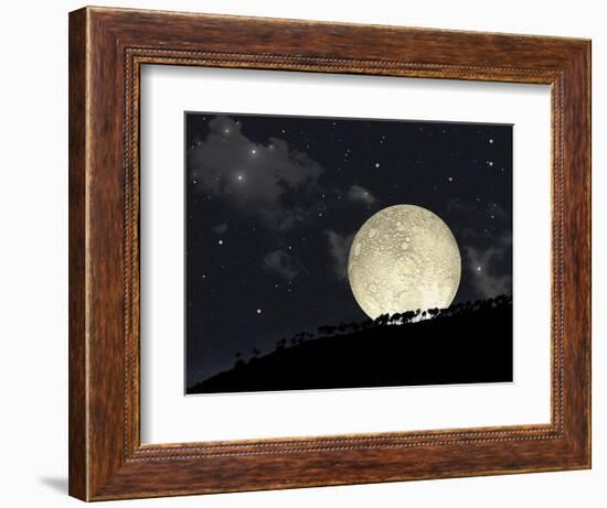 A Full Moon Rising Behind a Row of Hilltop Trees-null-Framed Premium Giclee Print