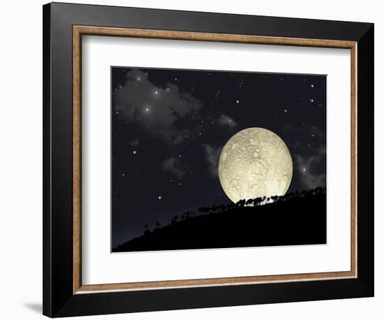 A Full Moon Rising Behind a Row of Hilltop Trees-null-Framed Premium Giclee Print