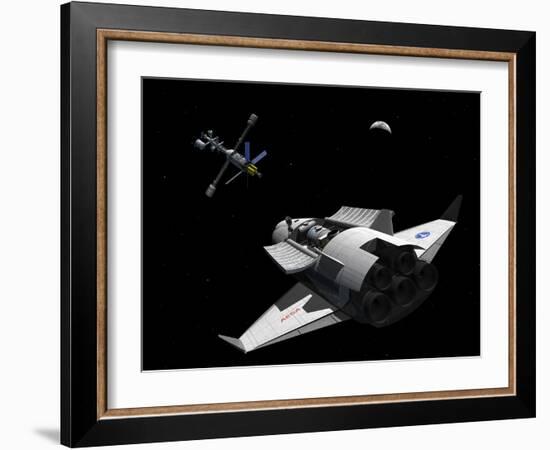 A Future Generation Space Shuttle Rendezvous with a Lunar Cycler-Stocktrek Images-Framed Art Print