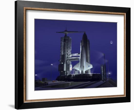 A Futuristic Space Shuttle Awaits Launch-Stocktrek Images-Framed Photographic Print